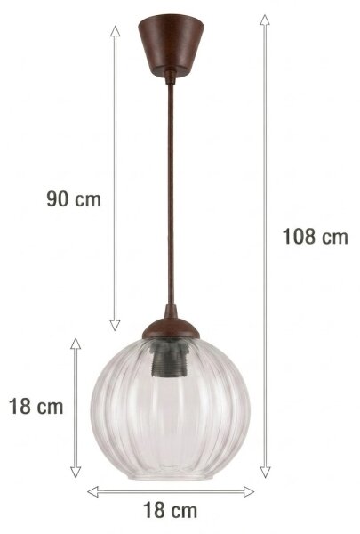 Brilagi - LED Lustr na lanku RETRO GLASS 1xE27/60W/230V pr. 18 cm hnědá/čirá