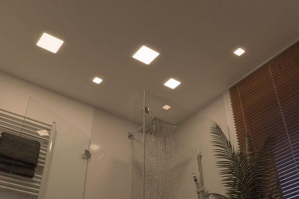 P 92398 LED vestavné svítidlo Veluna VariFit IP44 hranaté 185x185mm 17,5W 4.000K satén - PAULMANN