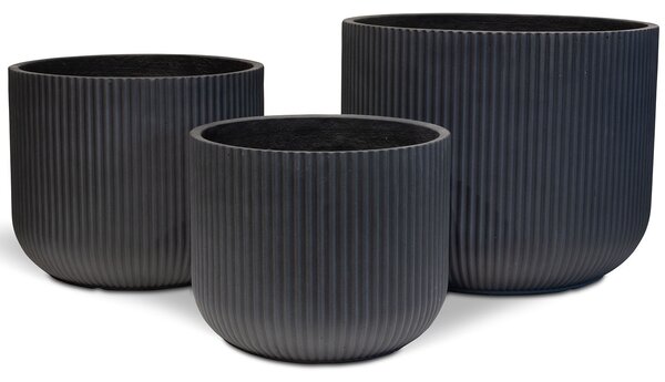 Linea květináč, Ø 37/44/55 cm, výška 30/36/43,5 cm, šedý, antracitový, krémový Barva květináče: Antracitová, Rozměry: Set průměrů 55/44/37 cm