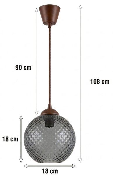 Brilagi - LED Lustr na lanku R GLASS 1xE27/60W/230V pr. 18 cm hnědá/kouř šedá