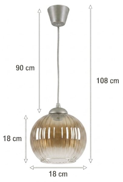 Brilagi - LED Lustr na lanku GLASS 1xE27/60W/230V pr. 18 cm stříbrná/kouř hnědá
