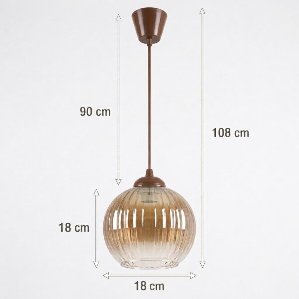 Brilagi - LED Lustr na lanku R GLASS 1xE27/60W/230V pr. 18 cm hnědá/kouř hnědá
