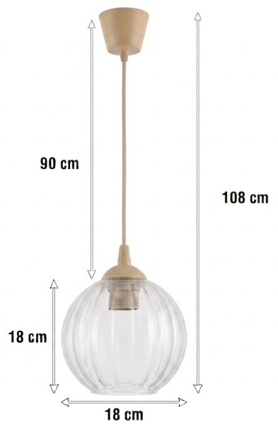 Brilagi - LED Lustr na lanku RETRO GLASS 1xE27/60W/230V pr. 18 cm béžová/čirá