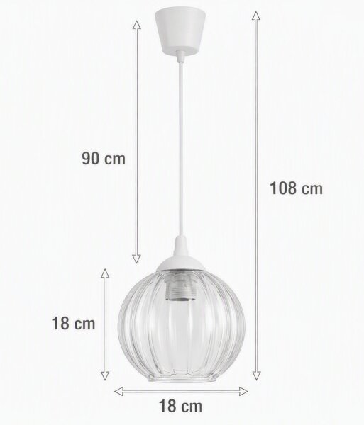 Brilagi - LED Lustr na lanku RETRO GLASS 1xE27/60W/230V pr. 18 cm bílá/čirá