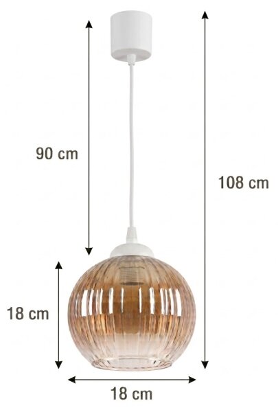 Brilagi - LED Lustr na lanku R GLASS 1xE27/60W/230V pr. 18 cm bílá/kouř hnědá