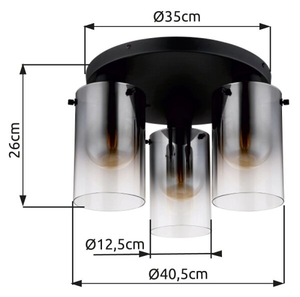 Globo 15907-3D - Přisazený lustr FLORENTINA 3xE27/40W/230V pr. 40,5 cm černá