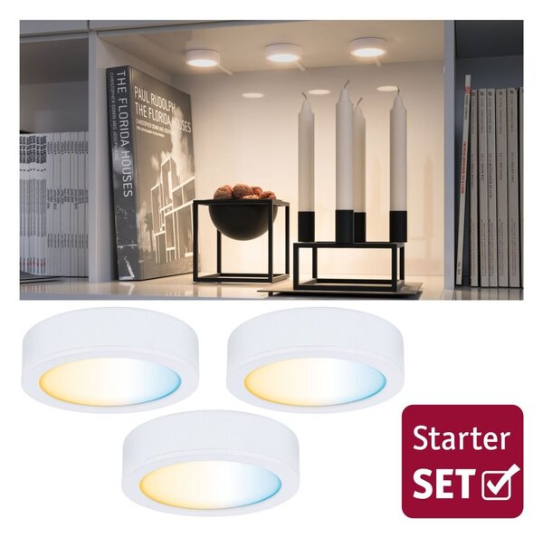 P 99975 Nábytkové svítidlo Clever Connect startovací sada Disc bílá mat 12V 3x2,1W měnitelná bílá 2.700-6.500K - PAULMANN