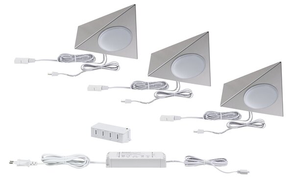 P 99974 Nábytkové svítidlo Clever Connect startovací sada Trigo nikl kartáčovaný 12V 3x2,1W měnitelná bílá 2.700-6.500 - PAULMANN