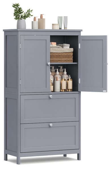 VASAGLE Volně stojící koupelnová skříňka se 2 zásuvkami a 2 dvířky 60 x 110 x 30 cm šedá