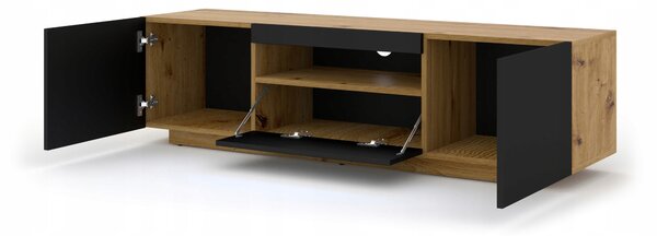 TV stolek Aura 150 závěsný nebo stojící dub artisan / černý mat + LED