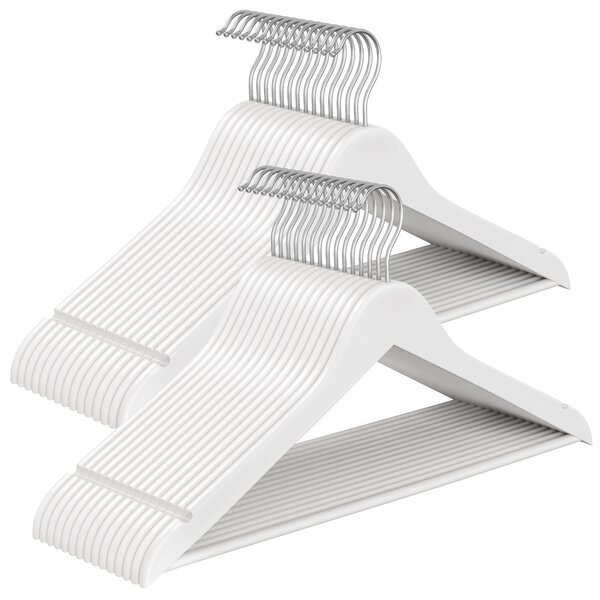 SONGMICS Dřevěná ramínka 30 ks, otočná 43 cm bílá