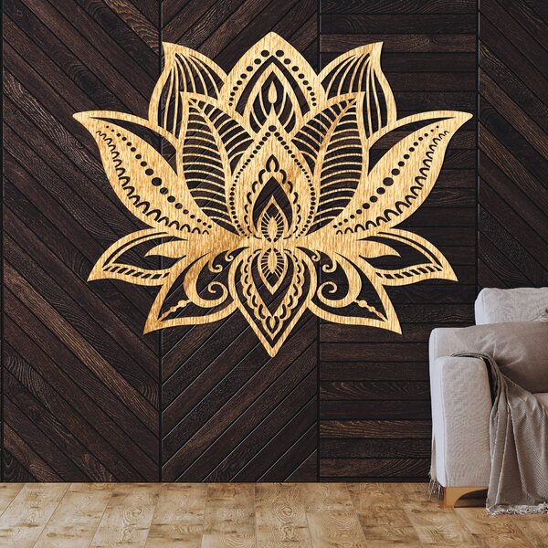 SENTOP | Dřevěný obraz lotosový květ - elegantní mandala světla | SENTOP PR0466