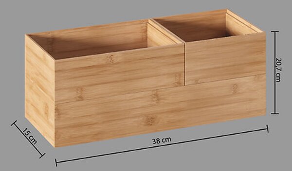 5Five® Bambusové organizéry, úložné boxy do šuplíku, sada 3ks - TSX3 38 x 30 x 15 cm