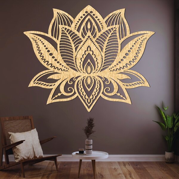 SENTOP | Dřevěný obraz lotosový květ - elegantní mandala světla | SENTOP PR0466