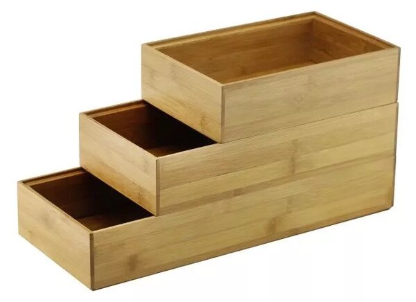 5Five® Bambusové organizéry, úložné boxy do šuplíku, sada 3ks - TSX3 38 x 30 x 15 cm