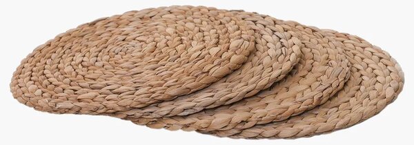 Sada prostírání ILANA, 4-set, průměr 30 cm, vodní hyacint, natur