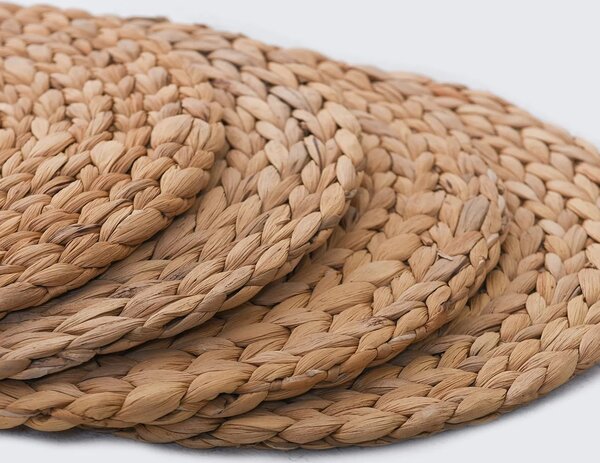 Sada prostírání ILANA, 4-set, průměr 30 cm, vodní hyacint, natur