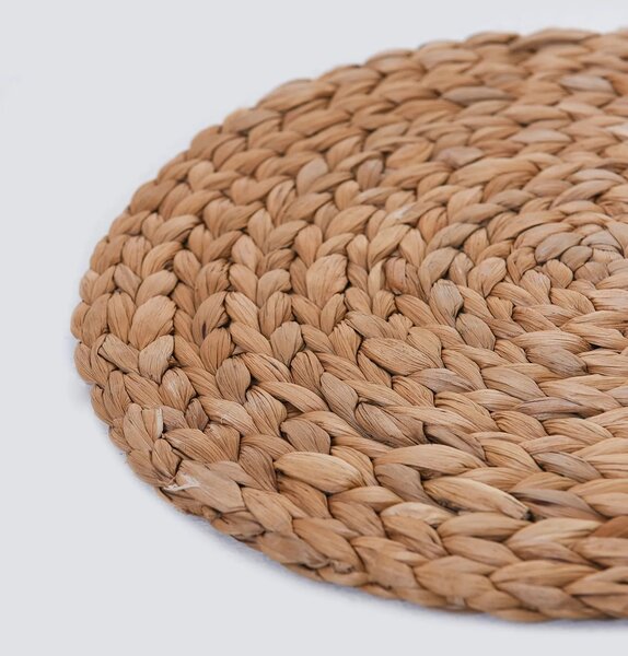 Sada prostírání ILANA, 4-set, průměr 30 cm, vodní hyacint, natur