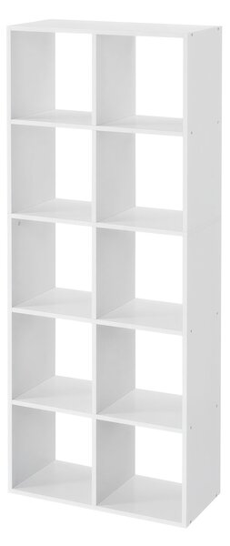 VASAGLE Knihovna s 10 kostkami skandinávský styl 66 x 162 x 30 cm bílá
