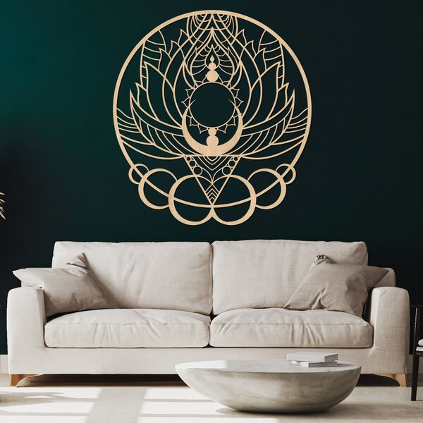 Umělecká dřevěná dekorace mandala květ a slunce | FLORISOLUS: HDF - Javor 20 cm 4447-90447 HDF0520