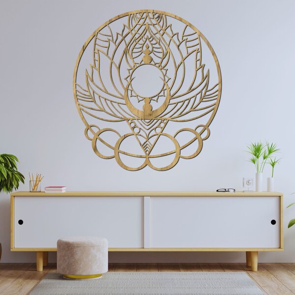 Umělecká dřevěná dekorace mandala květ a slunce | FLORISOLUS: HDF - Javor 20 cm 4447-90447 HDF0520