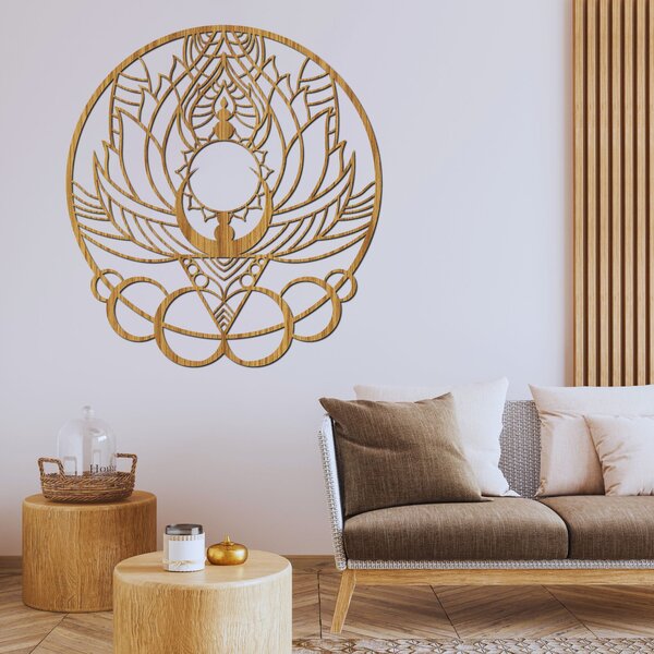 Umělecká dřevěná dekorace mandala květ a slunce | FLORISOLUS: HDF - Javor 20 cm 4447-90447 HDF0520