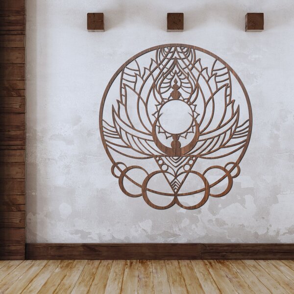 Umělecká dřevěná dekorace mandala květ a slunce | FLORISOLUS: HDF - Javor 20 cm 4447-90447 HDF0520