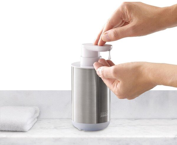 Dávkovač mýdla z nerezové oceli ve stříbrné barvě 300 ml Duo Steel – Joseph Joseph