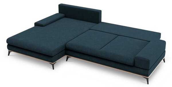 Petrolejově modrá rozkládací rohová pohovka Windsor & Co Sofas Planet, levý roh