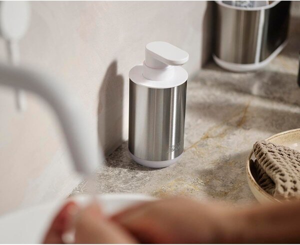 Dávkovač mýdla z nerezové oceli ve stříbrné barvě 300 ml Duo Steel – Joseph Joseph
