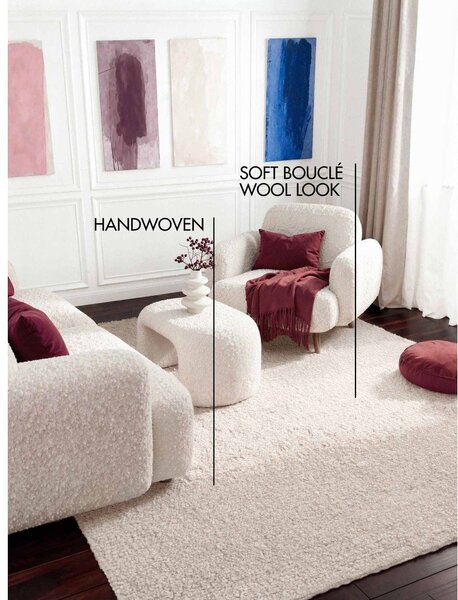 Slonovinový ručně tkaný koberec z materiálu bouclé 160x230 cm Notting Hill Portobello – Ted Baker