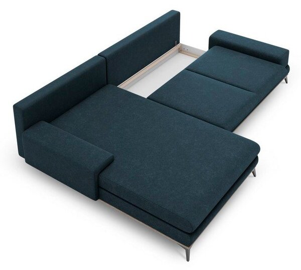 Petrolejově modrá rozkládací rohová pohovka Windsor & Co Sofas Planet, levý roh