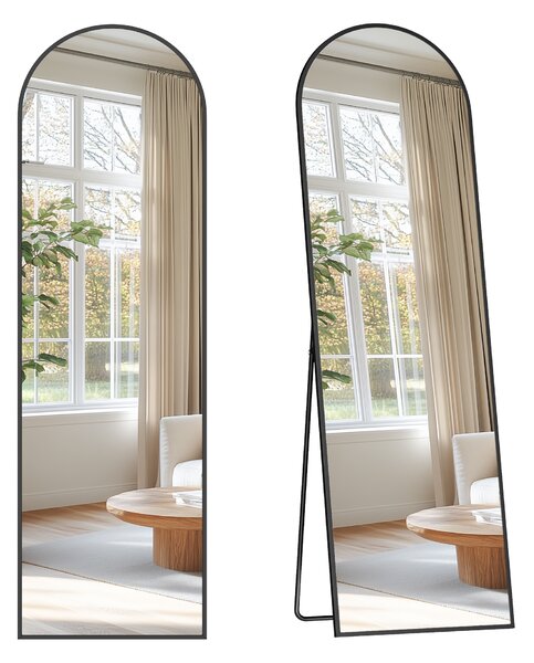 SONGMICS Stojací zrcadlo s černým rámem oblouk 150 x 40cm černá