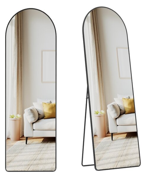SONGMICS Stojací zrcadlo s černým rámem oblouk 160 x 50cm černá