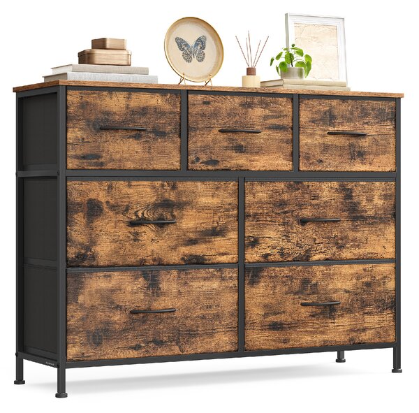 SONGMICS Komoda 7 látkových zásuvek 99 x 74 x 30 cm hnědá černá