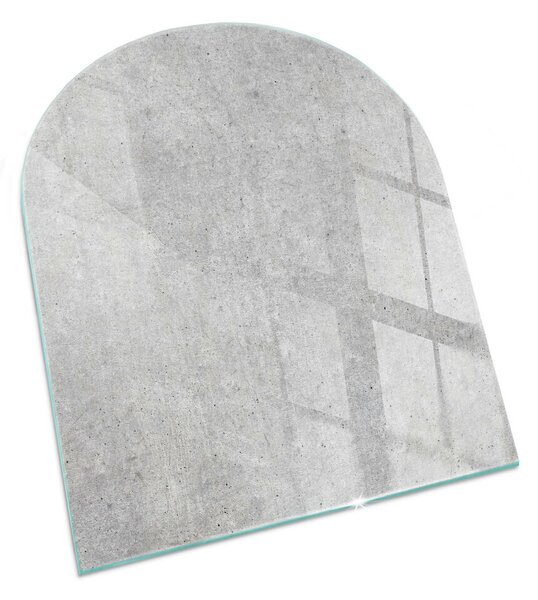 Půloválná skleněná podložka pod kamna Betonová textura v syrovém stylu ppkpon-00020362