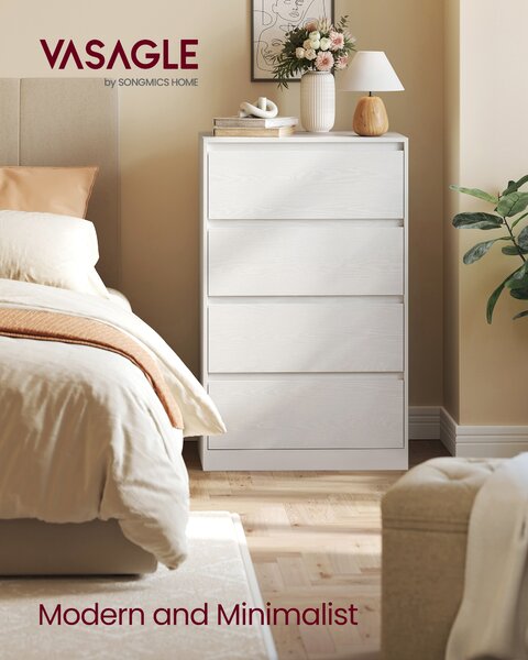 VASAGLE Komoda KAILYN 4 zásuvky 60 x 97 x 40 cm bílá
