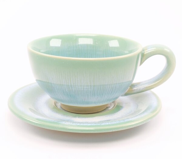 Penerini coffee SET - Keramický šálek s podšálkem Tyrkys 150 ml