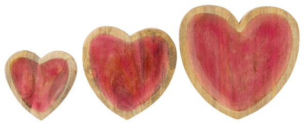 3ks servírovací prkénko z mangového dřeva ve tvaru srdce s vrstvou Enamel - 26*26*2 cm - J-Line by Jolipa
