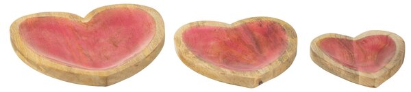 3ks servírovací prkénko z mangového dřeva ve tvaru srdce s vrstvou Enamel - 26*26*2 cm - J-Line by Jolipa