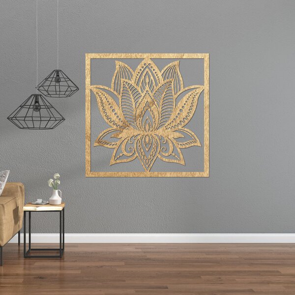 Mandala lotosový květ na zeď čtvercová - ALAKSTRA: Překližka Topol - Honey 3071 30 cm 4464-92739 PR0465