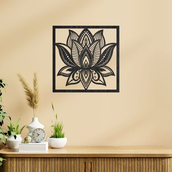 Mandala lotosový květ na zeď čtvercová - ALAKSTRA: Překližka Topol - Honey 3071 30 cm 4464-92739 PR0465