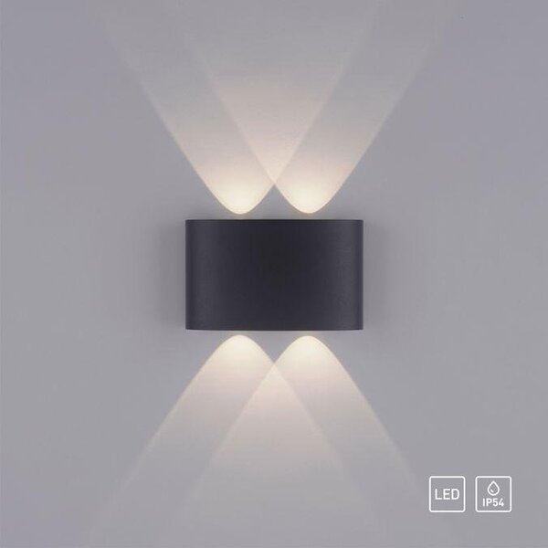 PN 9487-13 CARLO LED nástěnná lampa, 4 bodové, antracit, venkovní i vnitřní, dekorativní 3000K - PAUL NEUHAUS