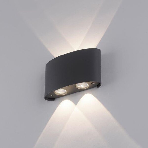 PN 9487-13 CARLO LED nástěnná lampa, 4 bodové, antracit, venkovní i vnitřní, dekorativní 3000K - PAUL NEUHAUS