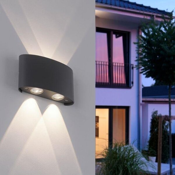 PN 9487-13 CARLO LED nástěnná lampa, 4 bodové, antracit, venkovní i vnitřní, dekorativní 3000K - PAUL NEUHAUS