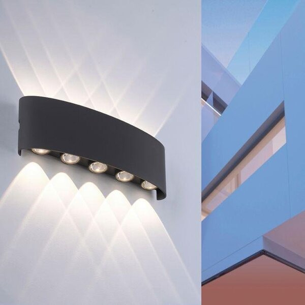 PN 9489-13 CARLO LED nástěnná lampa, 10 bodovek, antracit, venkovní a vnitřní, dekorativní 3000K - PAUL NEUHAUS