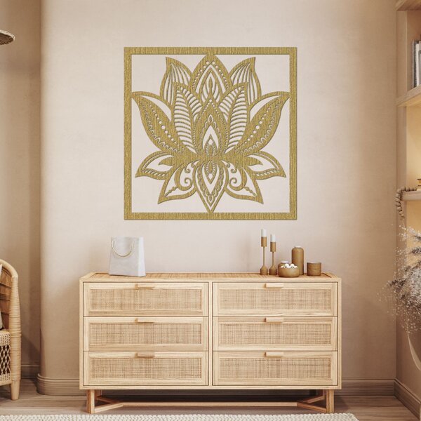 Mandala lotosový květ na zeď čtvercová - ALAKSTRA: Překližka Topol - Honey 3071 30 cm 4464-92739 PR0465