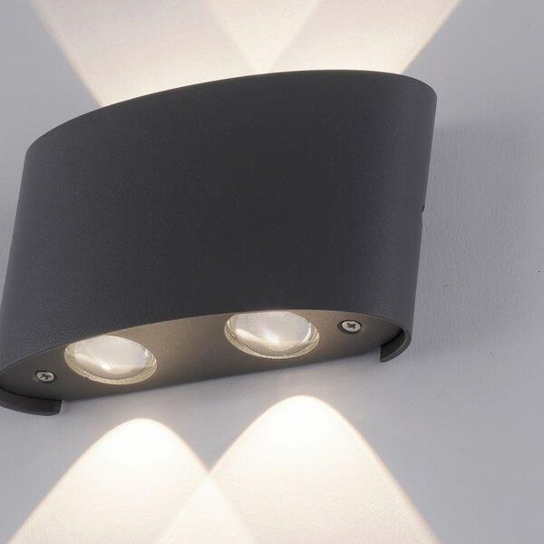 PN 9487-13 CARLO LED nástěnná lampa, 4 bodové, antracit, venkovní i vnitřní, dekorativní 3000K - PAUL NEUHAUS