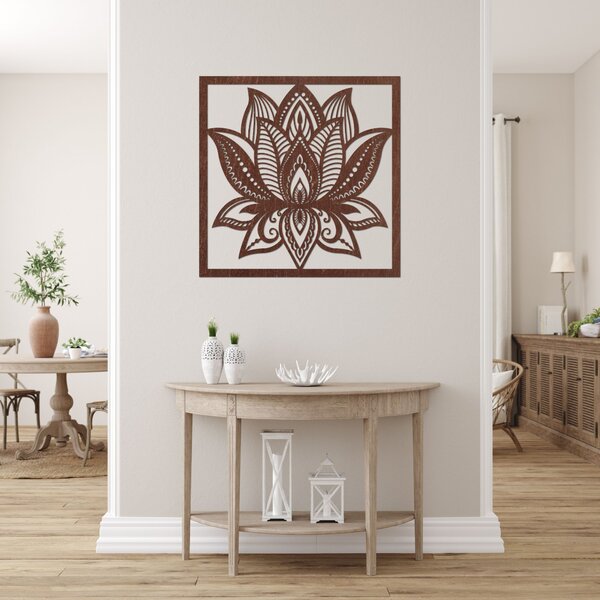 Mandala lotosový květ na zeď čtvercová - ALAKSTRA: Překližka Topol - Honey 3071 30 cm 4464-92739 PR0465