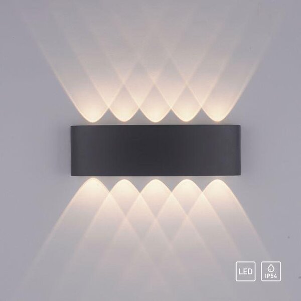 PN 9489-13 CARLO LED nástěnná lampa, 10 bodovek, antracit, venkovní a vnitřní, dekorativní 3000K - PAUL NEUHAUS